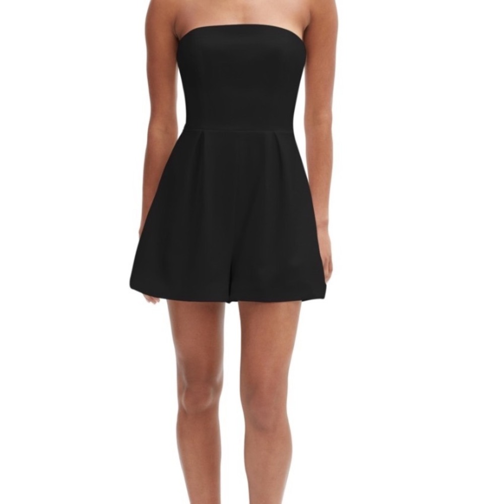 Bardot Strapless Romper Women Size 6 NEW Black Pleated Mini MSRP $169